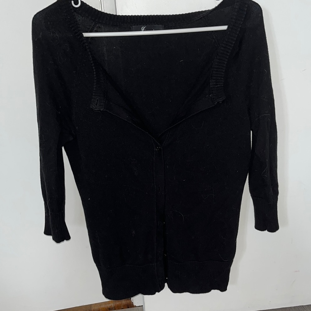 Black 3/4 sleeve button up cardigan